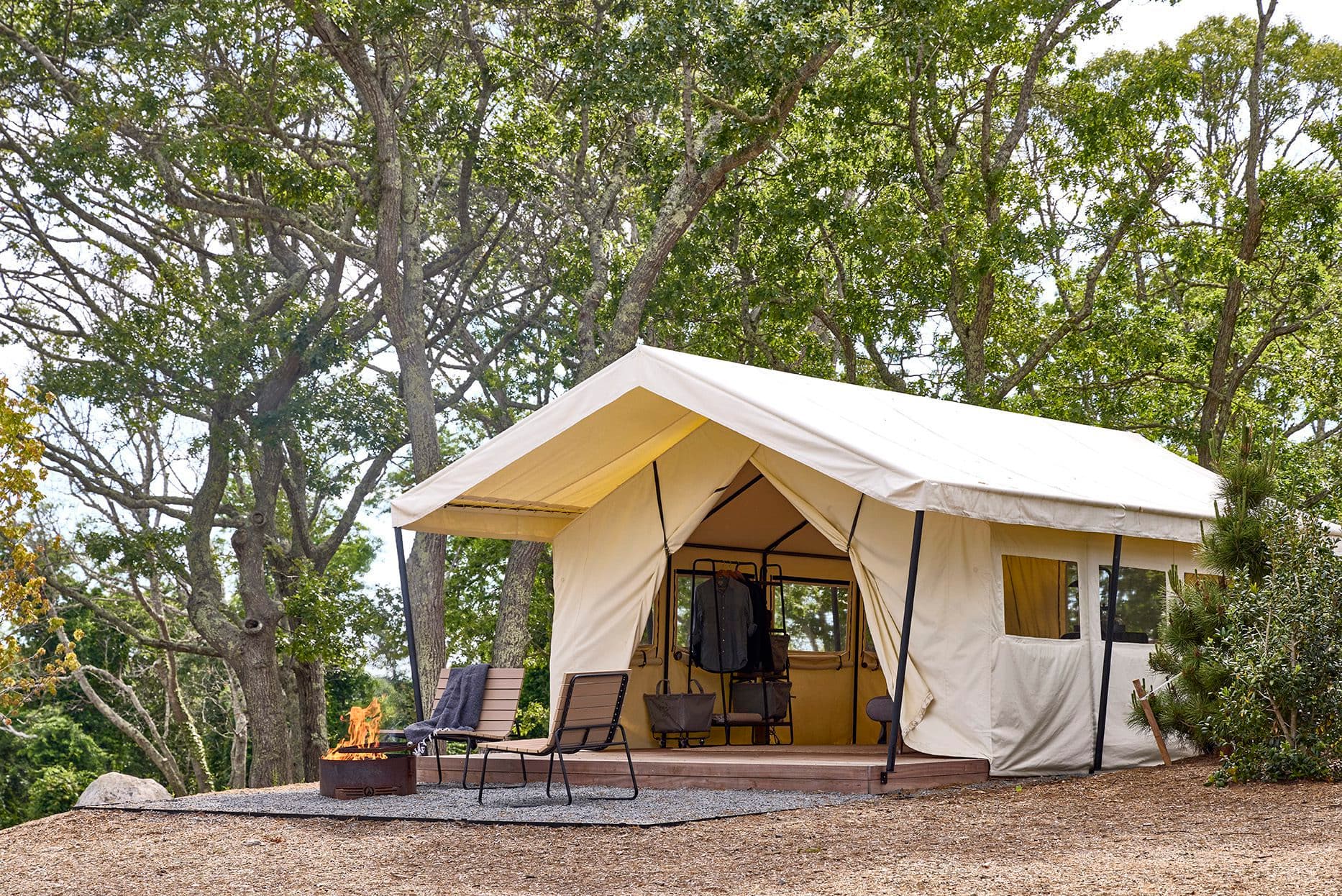 Exterior of tent set up